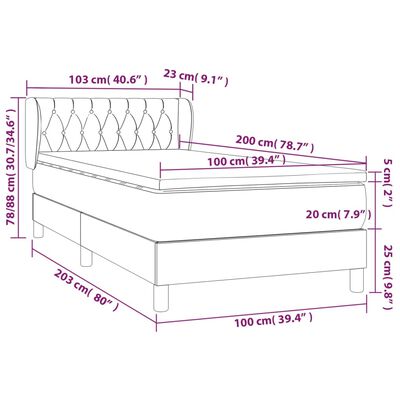 vidaXL kontinentalseng med madras 100x200 cm fløjl lyserød