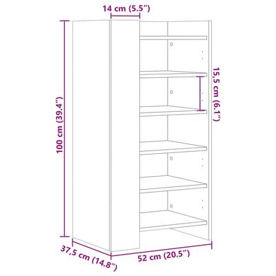 vidaXL skoreol 52x37,5x100 cm konstrueret træ røget egetræsfarve