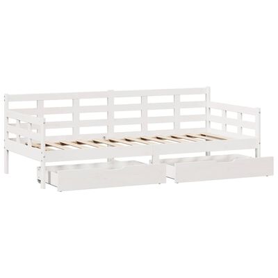 vidaXL daybed med skuffer 80x200 cm massivt fyrretræ hvid