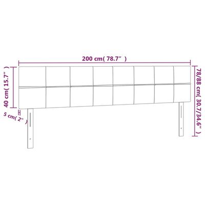 vidaXL sengegavl med LED-lys 200x5x78/88 cm fløjl lysegrå