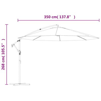 vidaXL hængeparasol med aluminiumstang 350 cm terracottafarvet