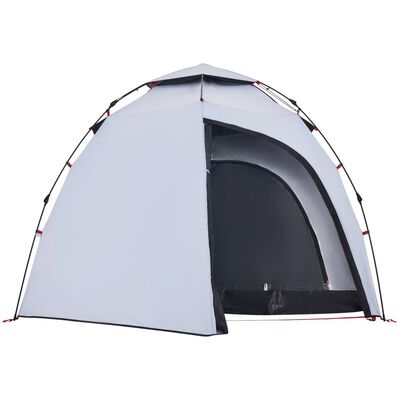 vidaXL 4-personers campingtelt kuppel quick-release mørklægning hvid