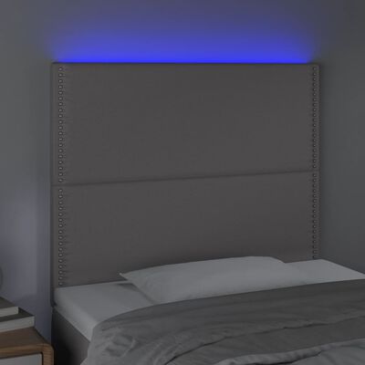 vidaXL sengegavl med LED-lys 90x5x118/128 cm kunstlæder grå