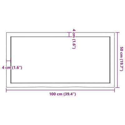 vidaXL bordplade til badeværelse 100x50x(2-4)cm massivt træ ubehandlet