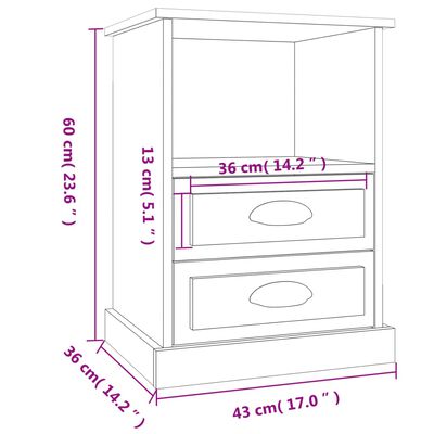 vidaXL sengeborde 2 stk. 43x36x60 cm hvid