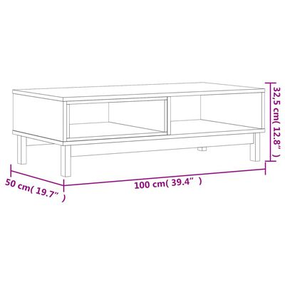 vidaXL sofabord FLAM 100x50x32,5 cm massivt fyrretræ