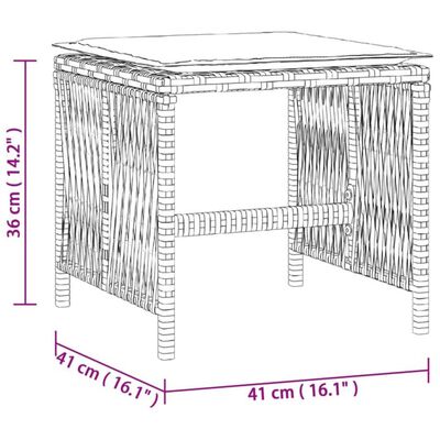 vidaXL haveskammel med hynder 4 stk. 41x41x36 cm polyrattan sort