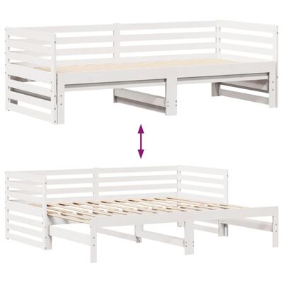 vidaXL daybed med skuffer 90x200 cm massivt fyrretræ hvid