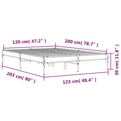 vidaXL sengestel 120x200cm konstrueret træ og metal røget egetræsfarve