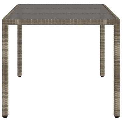 vidaXL havebord med glastop 150x90x75 cm polyrattan grå