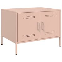 vidaXL sofabord 68x50x50,5 cm koldvalset stål lyserød