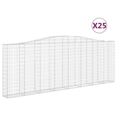 vidaXL buede gabionkurve 25 stk. 400x30x140/160 cm galvaniseret jern