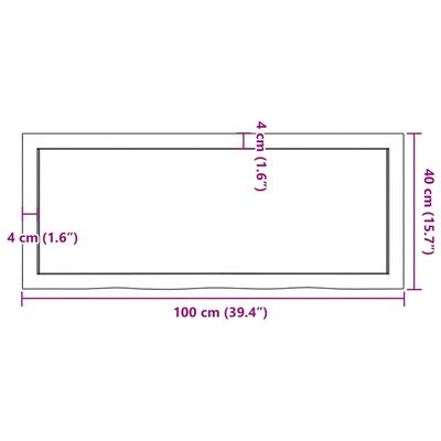 vidaXL væghylde 100x40x(2-4) cm ubehandlet massivt egetræ