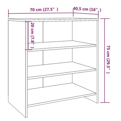 vidaXL skænk 70x40,5x75 cm konstrueret træ grå sonoma-eg