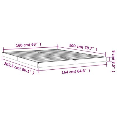 vidaXL sengeramme 160x200 cm massivt fyrretræ