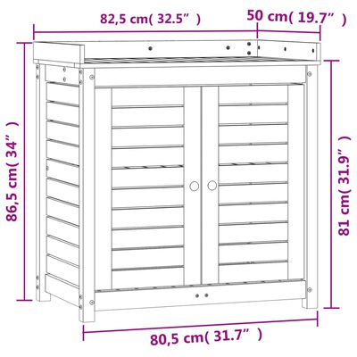 vidaXL plantebord med hylder 82,5x50x86,5 cm massivt fyrretræ hvid