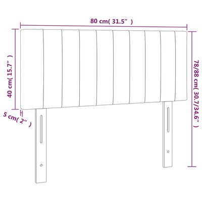 vidaXL sengegavl med LED-lys 80x5x78/88 cm stof gråbrun