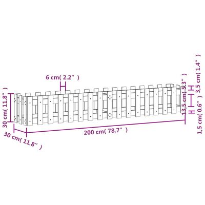 vidaXL højbed med stakitdesign 200x30x30 cm massivt fyrretræ hvid