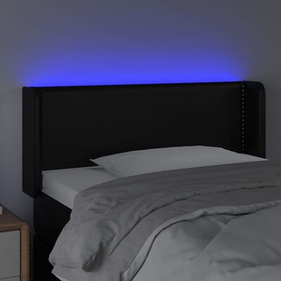 vidaXL sengegavl med LED-lys 103x16x78/88 cm kunstlæder sort