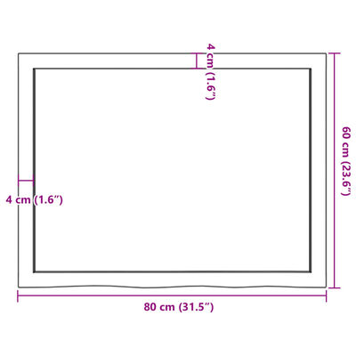 vidaXL bordplade 80x60x(2-4) cm behandlet massivt egetræ lysebrun