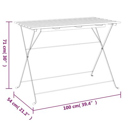 vidaXL foldbart bistrobord 100x54x71 cm massivt akacietræ og stål