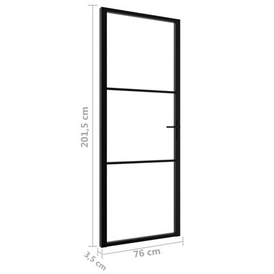 vidaXL indvendig dør 76x201,5 cm sikkerhedsglas og aluminium sort