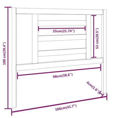 vidaXL sengegærde 106x4x100 cm massivt fyrretræ