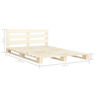 vidaXL Pallesengestel med sengegavl 140x200 cm massivt fyrretræ