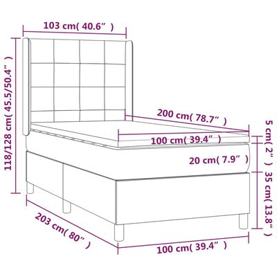 vidaXL kontinentalseng med madras 100x200 cm fløjl mørkegrøn