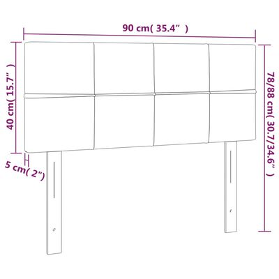 vidaXL sengegavl med LED-lys 90x5x78/88 cm stof mørkebrun