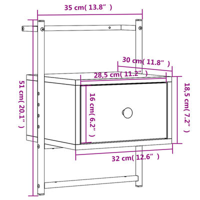 vidaXL væghængte sengeborde 2 stk. 35x30x51 cm konstrueret træ sort