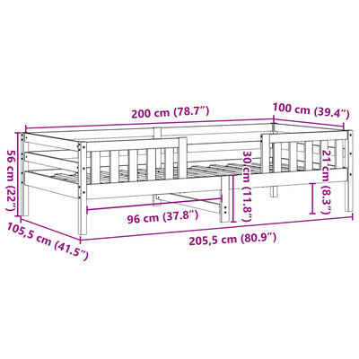 vidaXL sengeramme uden madras 100x200 cm massivt fyrretræ gyldenbrun