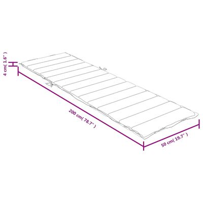 vidaXL hynde til liggestol 200x50x4 cm stof meleret lysegrå