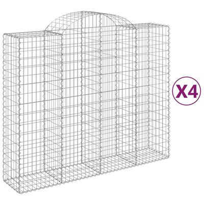 vidaXL buede gabionkurve 4 stk. 200x50x160/180 cm galvaniseret jern