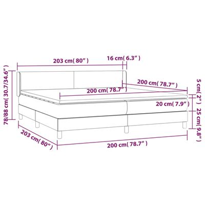 vidaXL kontinentalseng med madras 200x200 cm kunstlæder grå