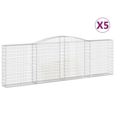 vidaXL buede gabionkurve 5 stk. 400x30x120/140 cm galvaniseret jern