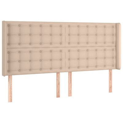 vidaXL sengegavl med LED-lys 203x16x118/128 cm kunstlæder cappuccino