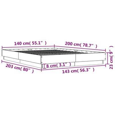 vidaXL sengestel 140x200 cm konstrueret træ røget eg