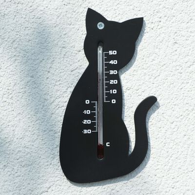Nature udendørs vægtermometer kattefacon sort