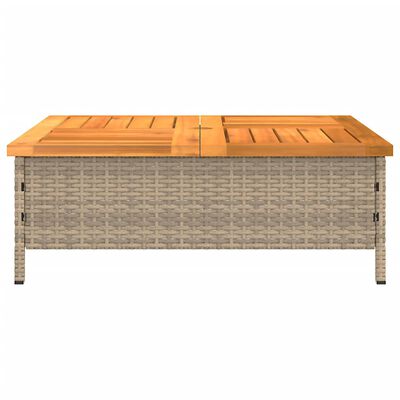 vidaXL skjuler til parasolfod 70x70x25 cm polyrattan + akacietræ beige