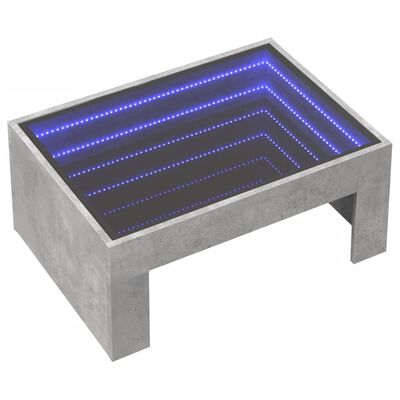 vidaXL sofabord med Infinity LED-lys 70x50x30 cm betongrå