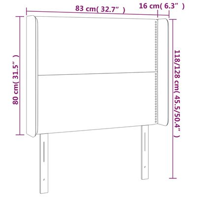 vidaXL sengegavl med LED-lys 83x16x118/128 cm stof lysegrå