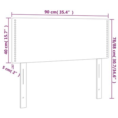 vidaXL sengegavl med LED-lys 90x5x78/88 cm kunstlæder sort