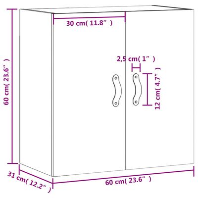 vidaXL vægskab 60x31x60 cm konstrueret træ grå sonoma-eg