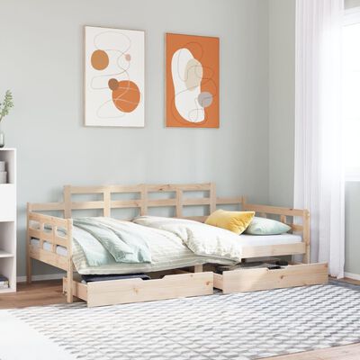 vidaXL daybed med skuffer 80x200 cm massivt fyrretræ