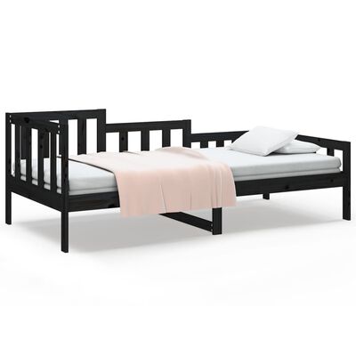 vidaXL daybed 90x200 cm massivt fyrretræ sort