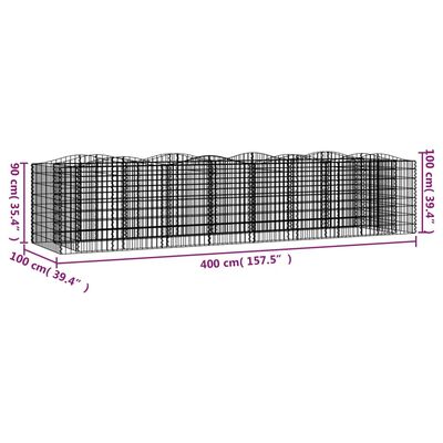 vidaXL buet gabion-højbed 400x100x100 cm galvaniseret jern