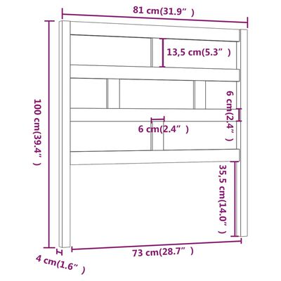 vidaXL sengegærde 81x4x100 cm massivt fyrretræ hvid