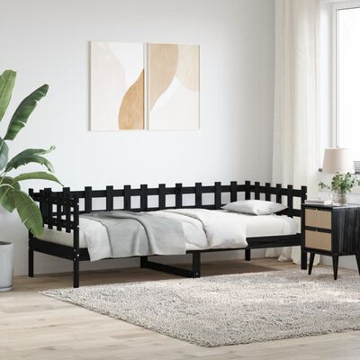 vidaXL daybed 90x200 cm massivt fyrretræ sort