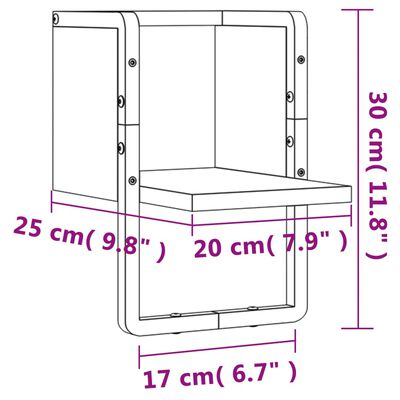 vidaXL væghylde med stang 20x25x30 cm brun egetræsfarve